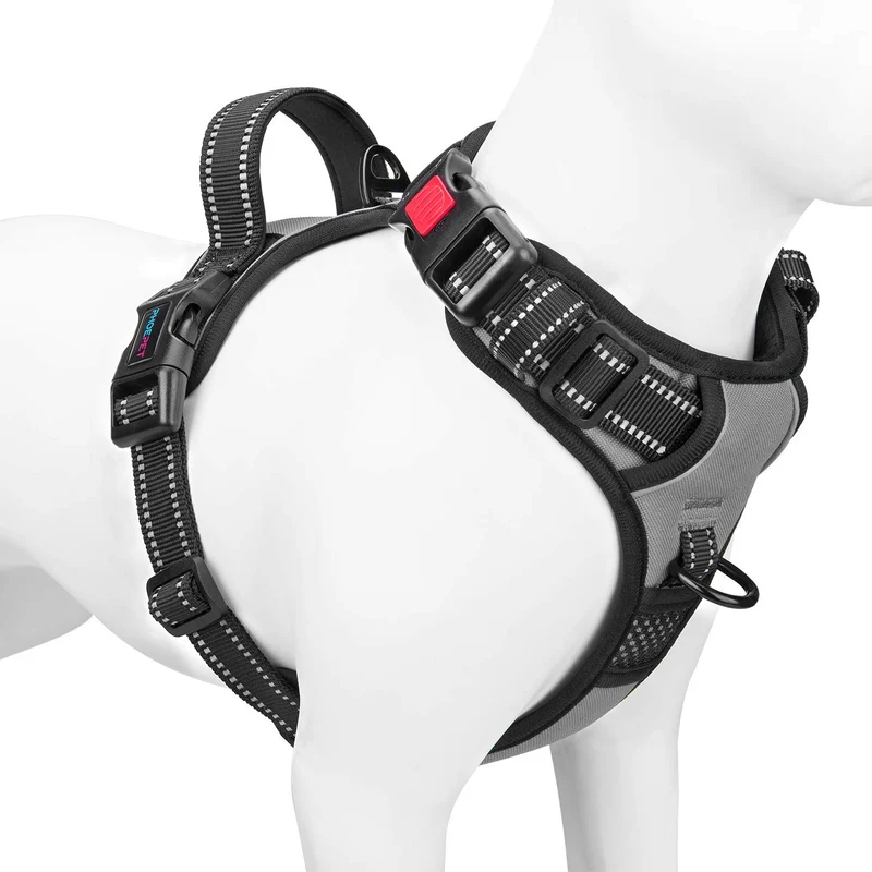 PHOEPET Anti-Zieh-Hundegeschirr, reflektierend, verstellbar, mit Clip an der Vorderseite, Weste mit