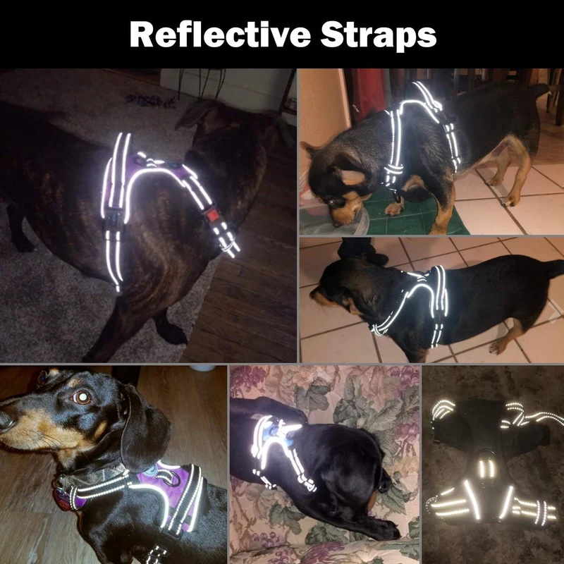 PHOEPET Anti-Zieh-Hundegeschirr, reflektierend, verstellbar, mit Clip an der Vorderseite, Weste mit