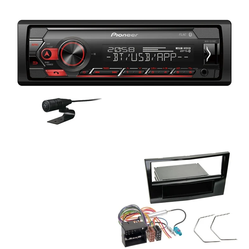 Pioneer MVH-S320BT 1-DIN Bluetooth Autoradio USB FLAC Spotify mit Einbauset passend für Opel Zafira