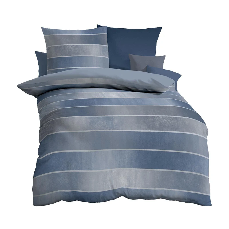 Kaeppel Mako-Satin Bettwäsche Timeless blau, 1 Bettbezug 155 x 220 cm + 1 Kissenbezug 80 x 80 cm Bla