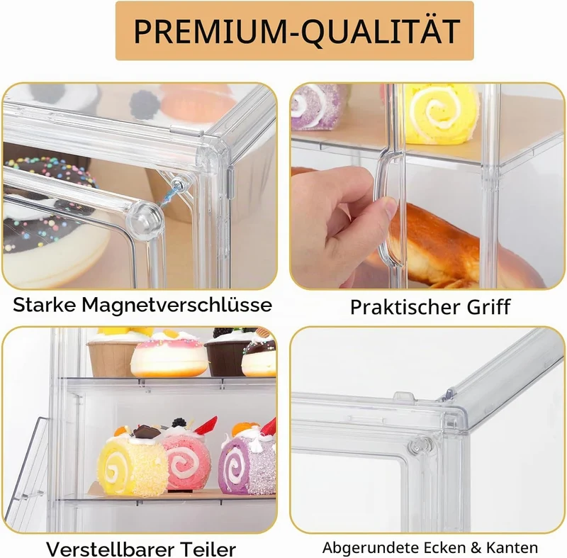 Plastik Brotkasten Durchsichtig Brotaufbewahrung mit 50pcs Backpapier Etiketten 3 Schichten Verstell