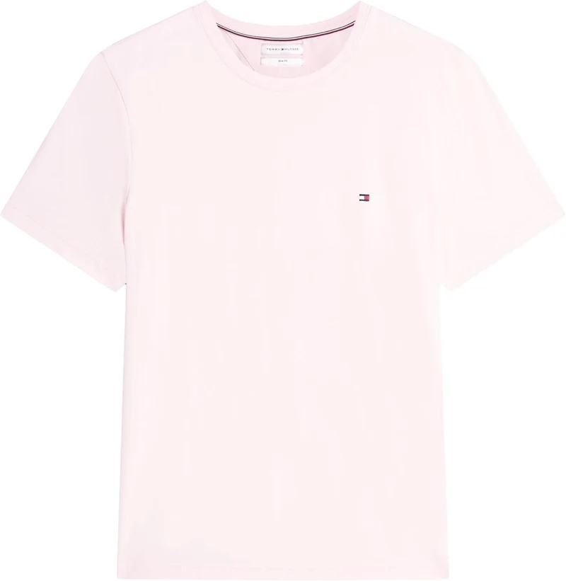 Tommy Hilfiger Herren T-Shirt Kurzarm Stretch Slim Fit Tee Rundhalsausschnitt XXL Pink (Pink Lily),