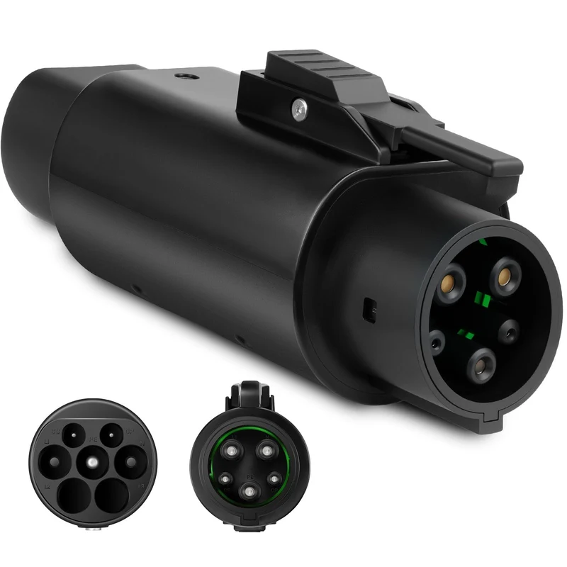EV Adapter Typ 2 auf Typ 1, Max 32A, 250V AC, Adapter für Elektrofahrzeuge IEC 62196 auf SAE J1772,