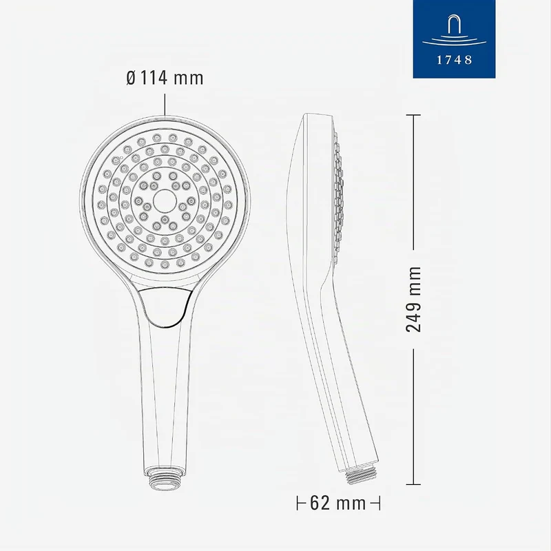 Villeroy & Boch Verve Showers Duschkopf, Handbrause mit 3 Strahlarten per Knopfdruck, EasyClean, Was