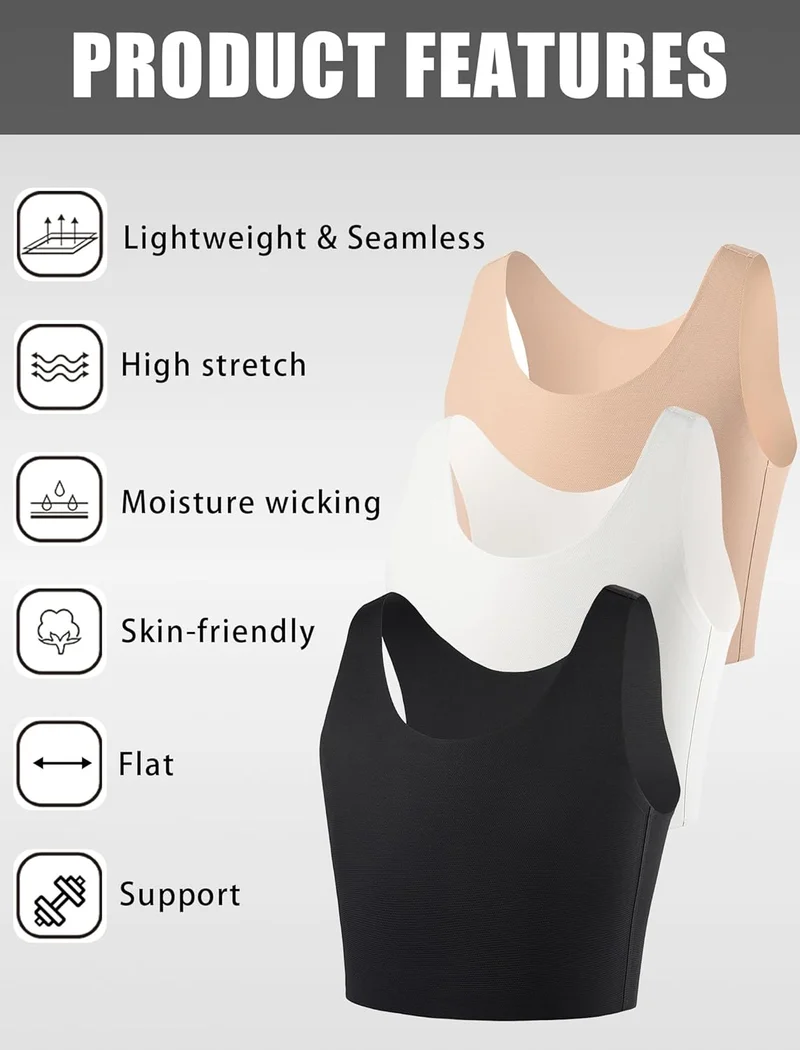 XUJI Brust Binder Trans FTM Atmungsaktive Kompression Nahtlos Top für Transgender S Weiss, S Weiss