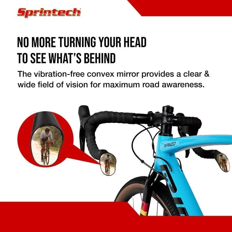 Sprintech Herren Fahrradspiegel, schwarz, Black Schwarz Black, Schwarz Black