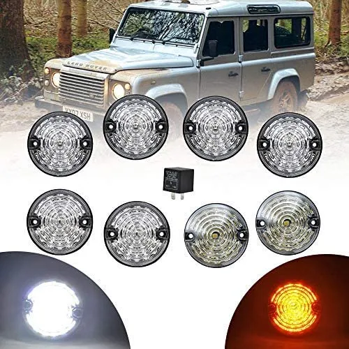 NSLUMO 8 Stueck 73mm Klare Linse Defender LED Licht Units Bernstein Anzeigeseitenlicht Hinterer Ansc