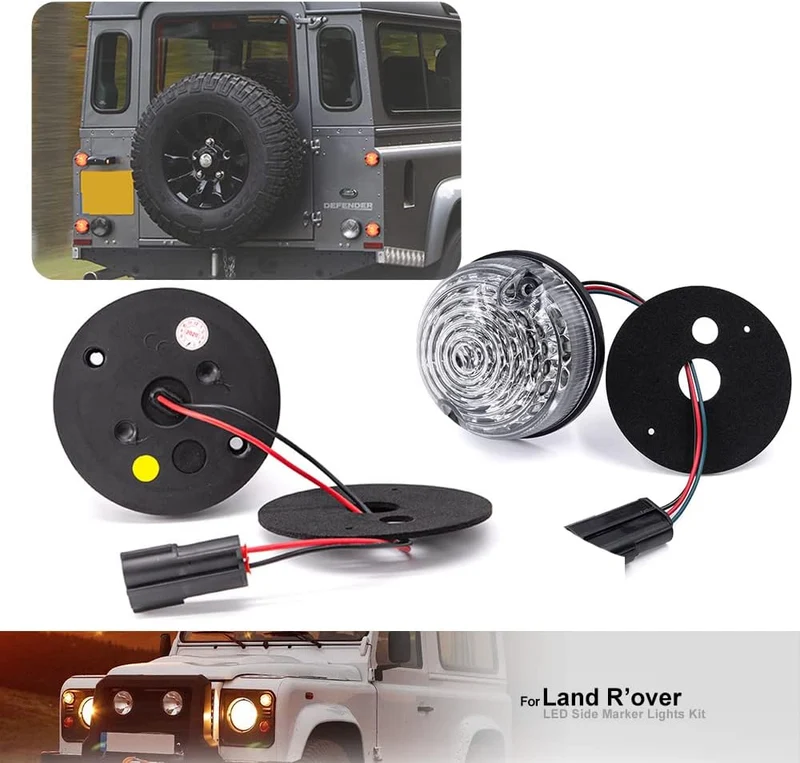 NSLUMO 8 Stueck 73mm Klare Linse Defender LED Licht Units Bernstein Anzeigeseitenlicht Hinterer Ansc
