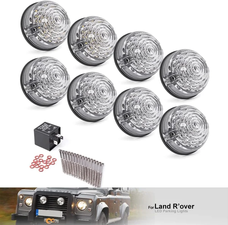 NSLUMO 8 Stueck 73mm Klare Linse Defender LED Licht Units Bernstein Anzeigeseitenlicht Hinterer Ansc