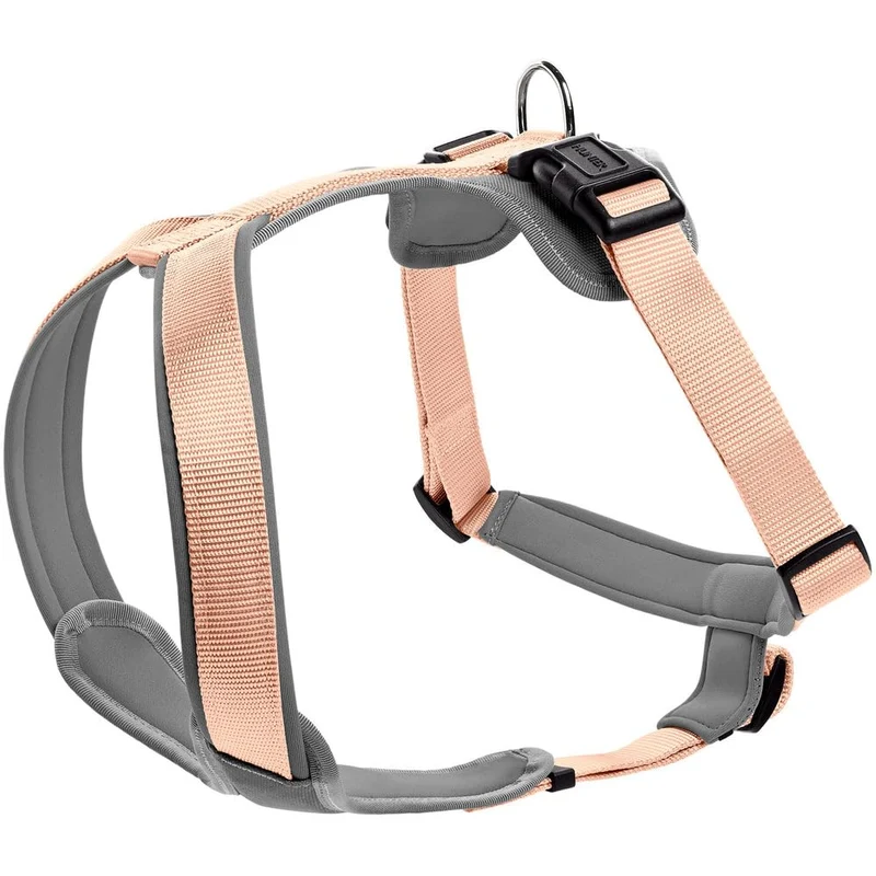 HUNTER Hundegeschirr NEOPREN, Farbe: pfirsich/grau, strapazierfähiges Nylon, mit weichem Neopren gep