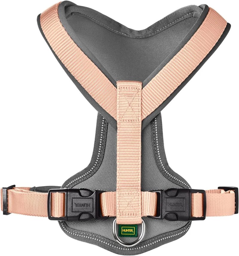HUNTER Hundegeschirr NEOPREN, Farbe: pfirsich/grau, strapazierfähiges Nylon, mit weichem Neopren gep