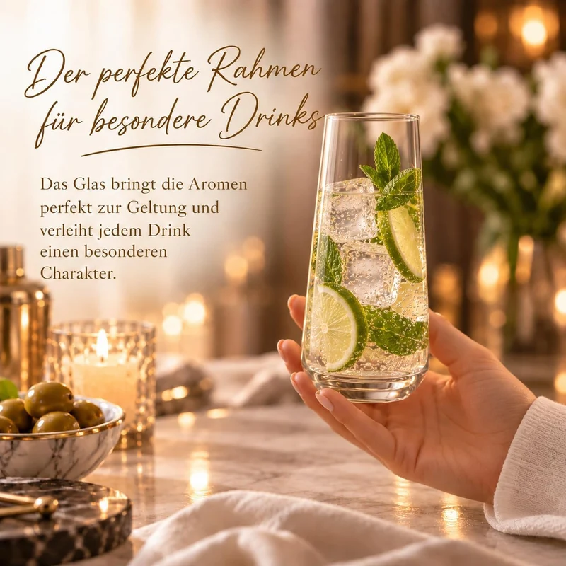 KIAPPO Set mit 12 Gläsern Avant-Grande mit Fassungsvermögen 540 ml hohe Gläser für Wasser und kalte