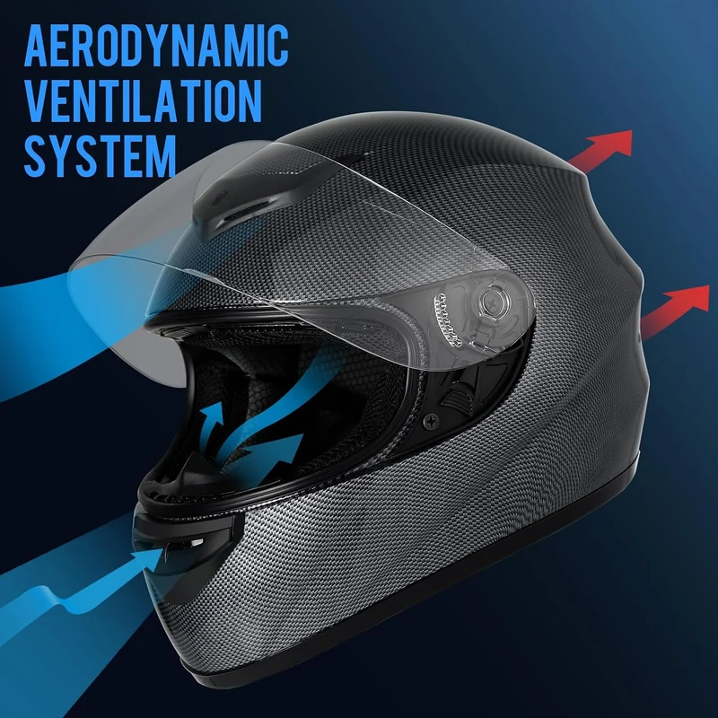 Favoto Motorradhelm Integralhelme für Erwachsene Vollvisierhelm Mopedhelm für Herren Damen Atmungsak
