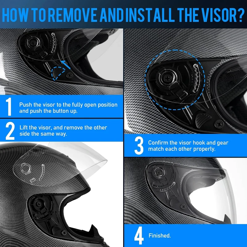Favoto Motorradhelm Integralhelme für Erwachsene Vollvisierhelm Mopedhelm für Herren Damen Atmungsak