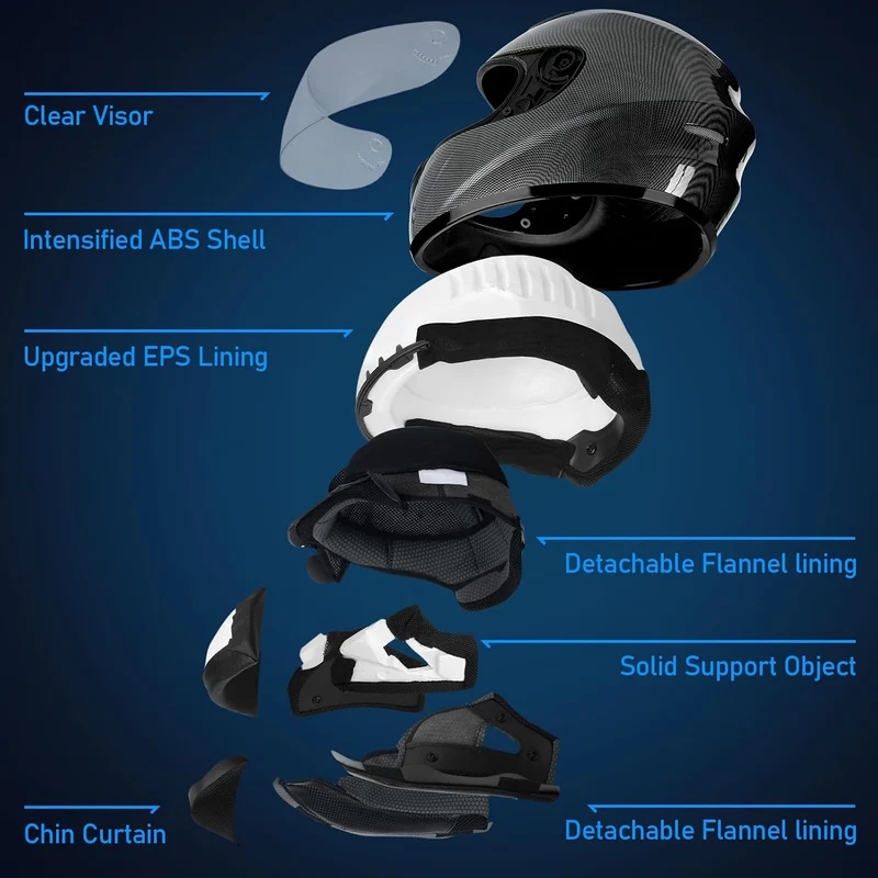 Favoto Motorradhelm Integralhelme für Erwachsene Vollvisierhelm Mopedhelm für Herren Damen Atmungsak