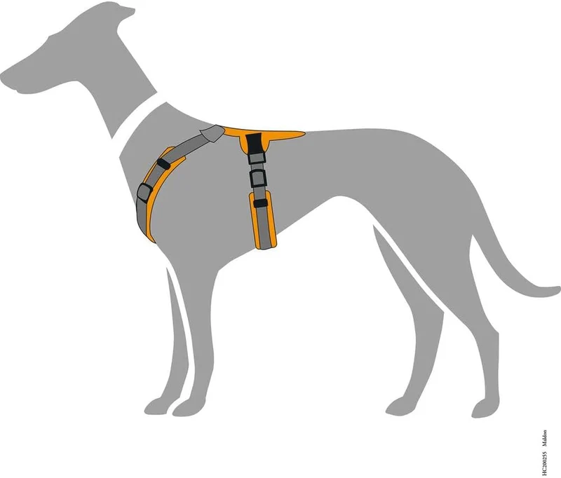 Hunter Hundegeschirr Maldon UP, Farbe: orange/grau, weich gepolstert & komfortabel, stark reflektier