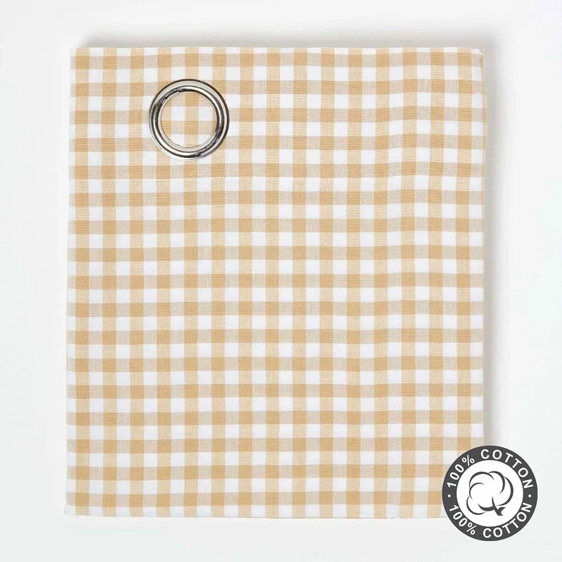 Homescapes handgewobener Vorhang Ösenvorhang Dekoschal Gingham im 2er Set, 137 x 182 cm, 100% Reine