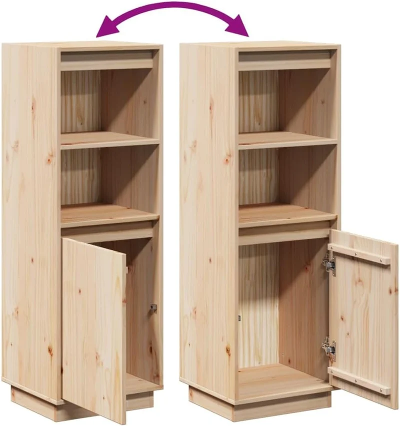vidaXL Highboard 37x34x110 cm Massivholz Kiefer Natur, Natur