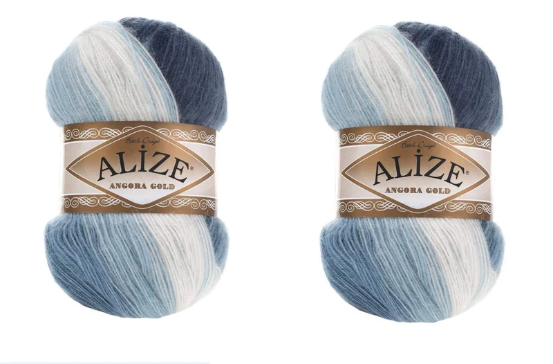 Alize Angora Gold Batik-Garn, 20% Wolle, 80% Acryl, 2 Knäuel, 200 g, 1204 m, Häkelgarn, Spitze, Hand