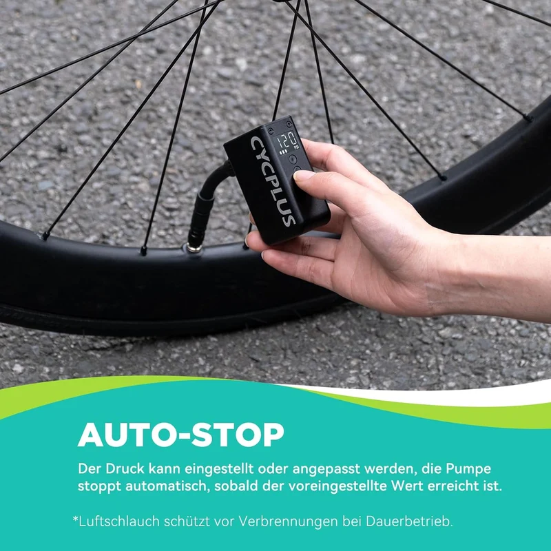 CYCPLUS AS2Pro Tiny Elektrofahrradpumpe, 120g, Aluminiumgehäuse | 120PSI, Auto-Stopp, Druckanzeige,