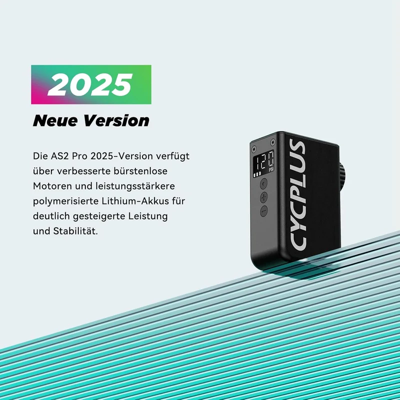 CYCPLUS AS2Pro Tiny Elektrofahrradpumpe, 120g, Aluminiumgehäuse | 120PSI, Auto-Stopp, Druckanzeige,