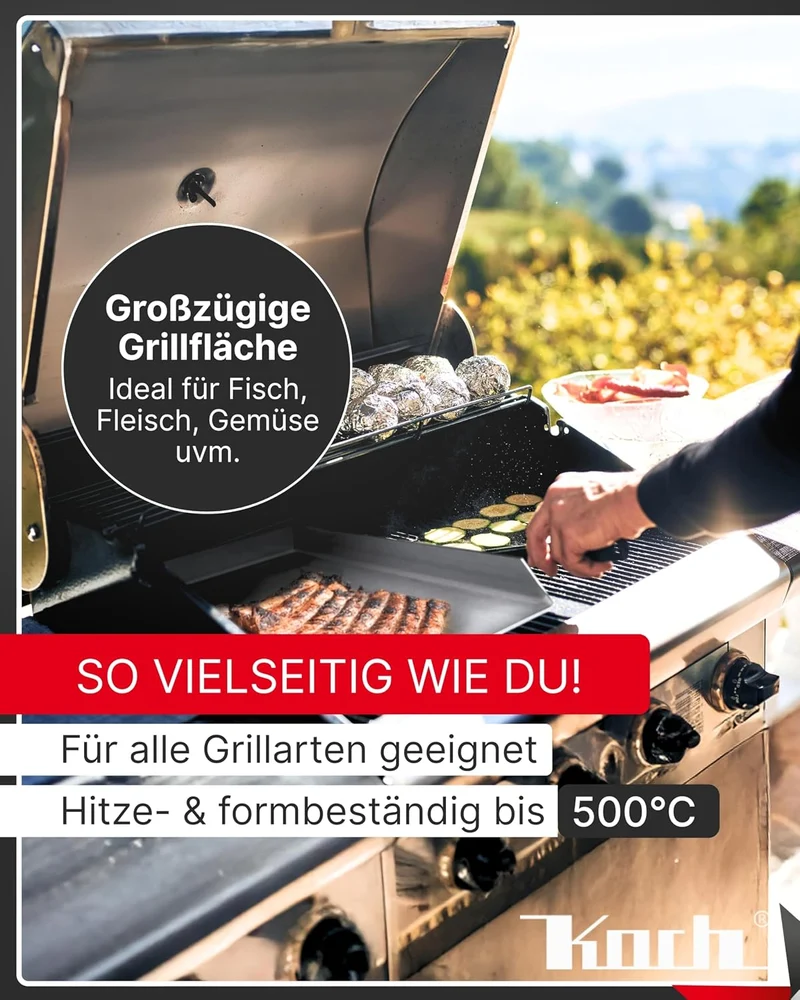 KOCH #37 PLANCHA 36 x 27 x 4cm Höhe 40mm - Grillpfanne Grillplatte Burger- Steakplatte made in Germa