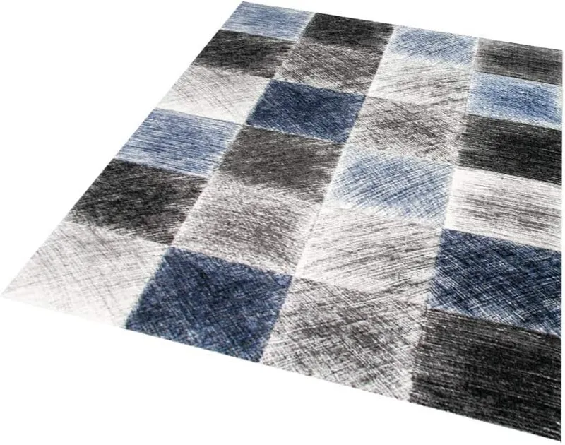 CARPETIA Teppich modern Wohnzimmerteppich karo blau grau schwarz Grösse 200 x 290 cm, 200 x 290 cm