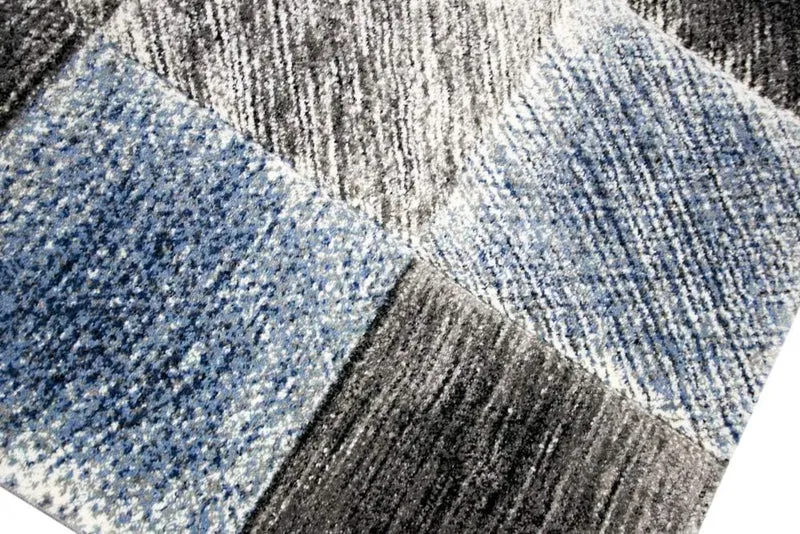 CARPETIA Teppich modern Wohnzimmerteppich karo blau grau schwarz Grösse 200 x 290 cm, 200 x 290 cm