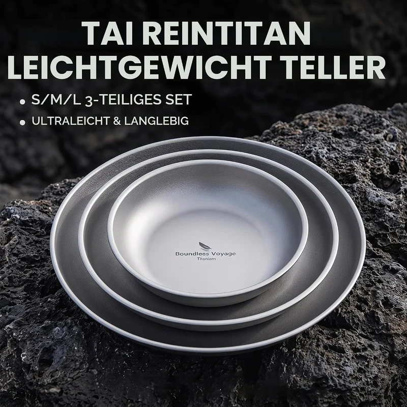 Boundless Voyage Ultraleicht Camping Titan Pan Geschirrplatte mit Tragetasche Outdoor Titan Geschirr