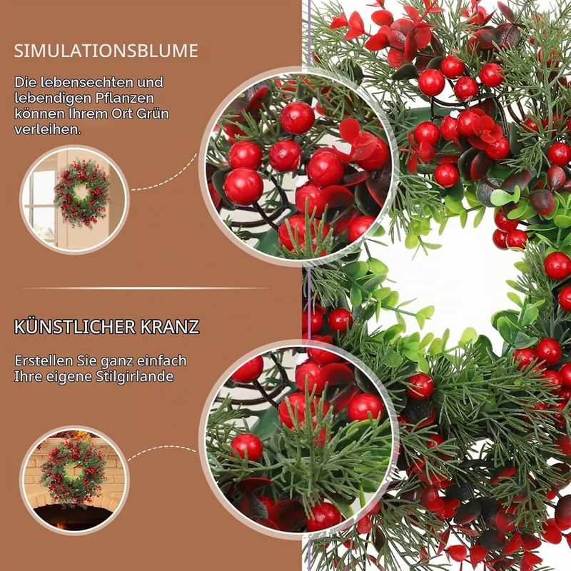 VALICLUD Weihnachtskranz Tannenkranz Türkranz Beerenkranz: Weihnachten Kranz Beeren Girlande Winterk