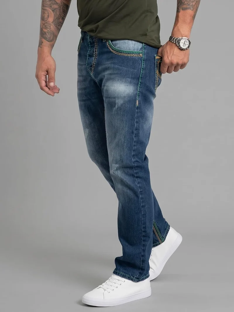 Rock Creek Jeans Herren Hose Dicke Nähte Herrenjeans Denim M33 29W / 32L Dunkelblau - Rc-2369, 29W /
