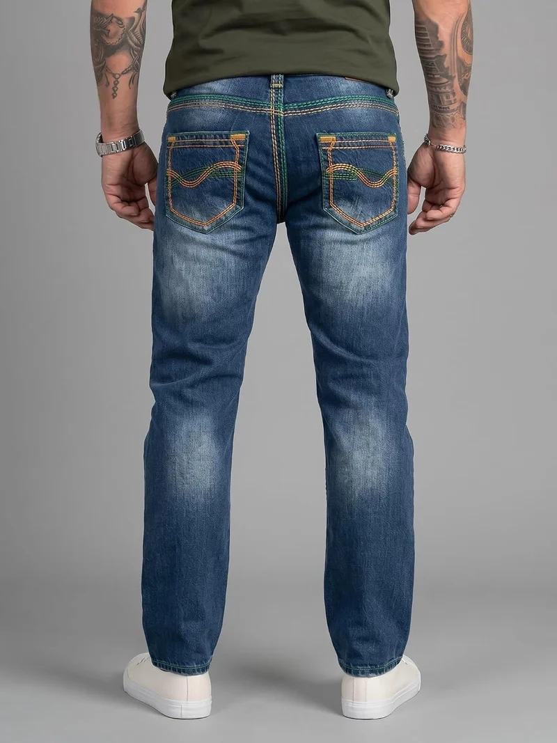 Rock Creek Jeans Herren Hose Dicke Nähte Herrenjeans Denim M33 29W / 32L Dunkelblau - Rc-2369, 29W /