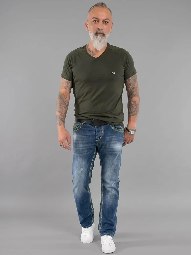 Rock Creek Jeans Herren Hose Dicke Nähte Herrenjeans Denim M33 29W / 32L Dunkelblau - Rc-2369, 29W /