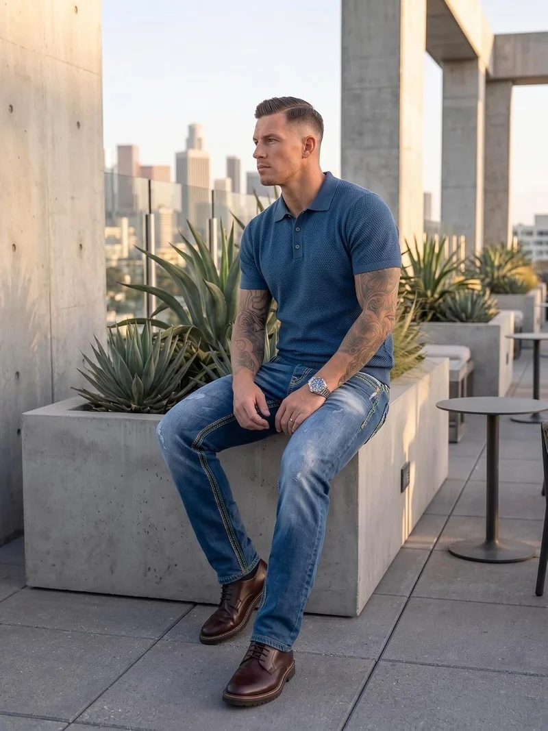 Rock Creek Jeans Herren Hose Dicke Nähte Herrenjeans Denim M33 29W / 32L Dunkelblau - Rc-2369, 29W /