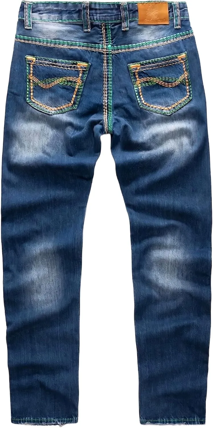 Rock Creek Jeans Herren Hose Dicke Nähte Herrenjeans Denim M33 29W / 32L Dunkelblau - Rc-2369, 29W /