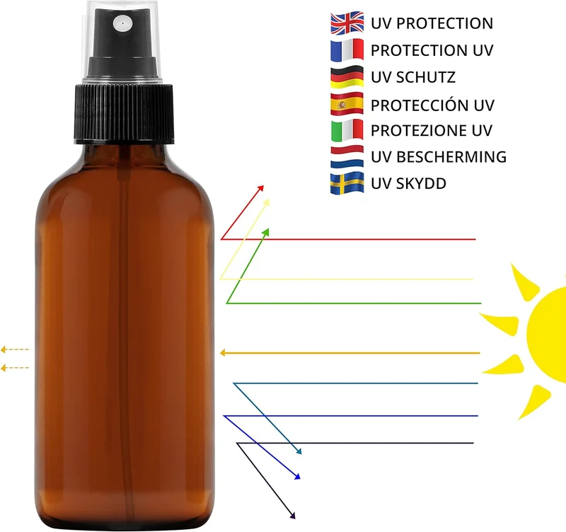 BELLE VOUS 16er Pack Kleine Sprühflasche aus Braunglas 120ml Sprühflasche Glas - Nachfüllbare Braung