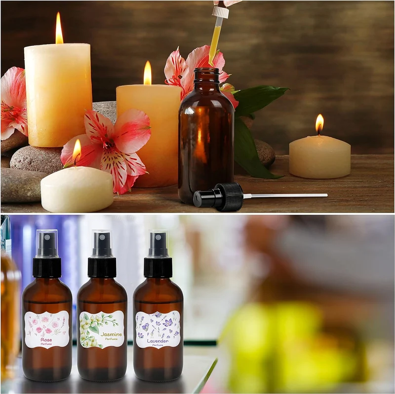 BELLE VOUS 16er Pack Kleine Sprühflasche aus Braunglas 120ml Sprühflasche Glas - Nachfüllbare Braung