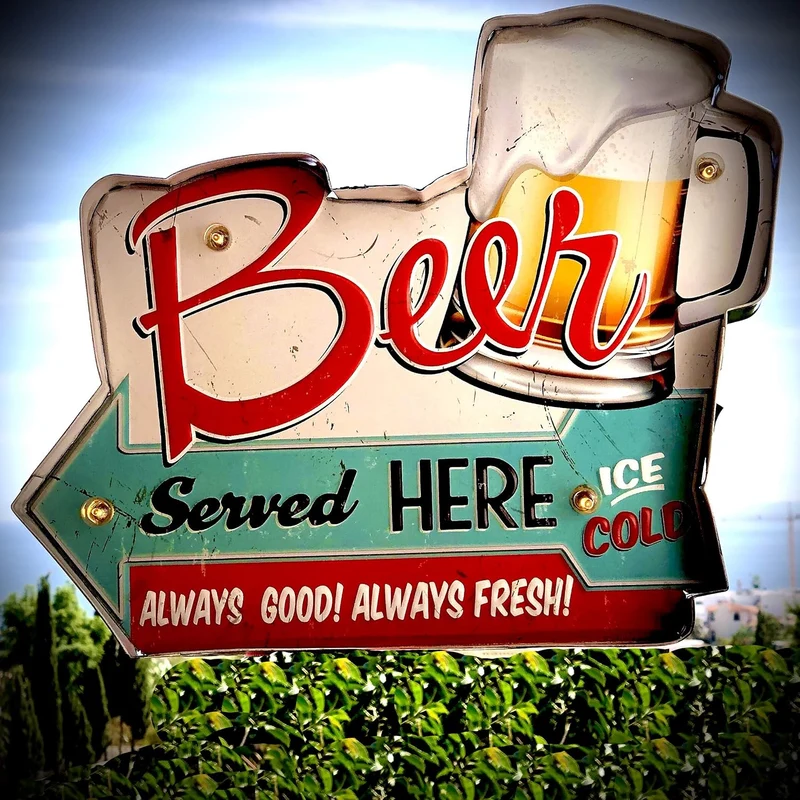 Leuchtschild Retro-Schild Wandschild im Vintage-Stil LED Schild für Bar Bier Dekoschild Zubehör für