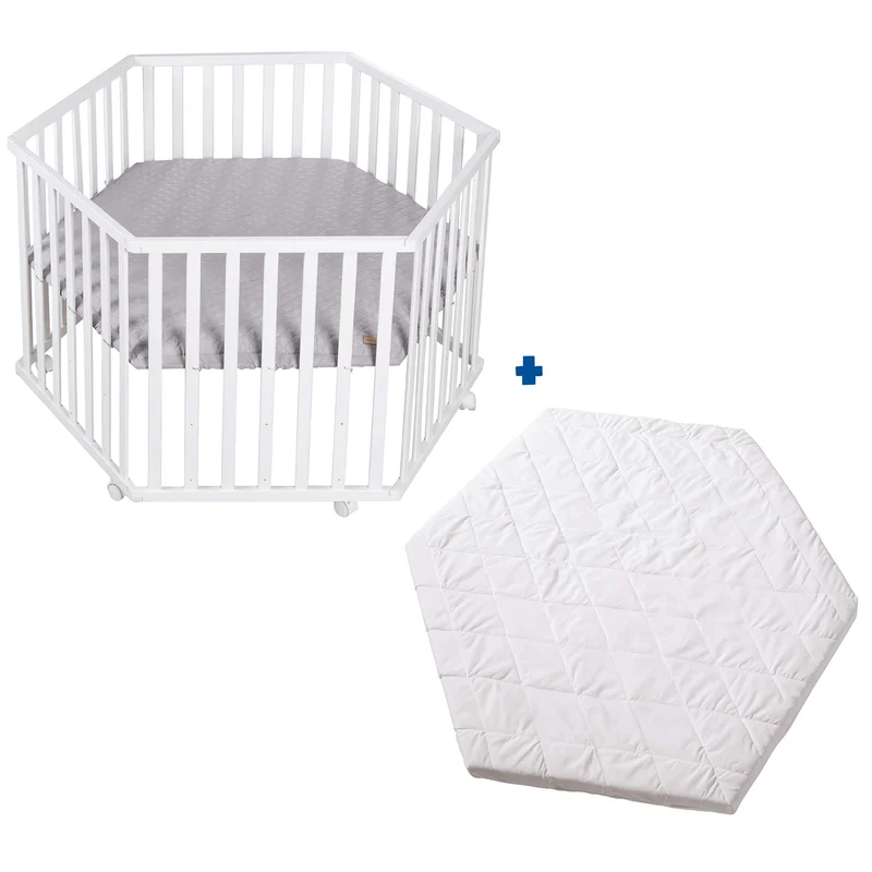 roba Set inkl. Laufgitter 75 x 100 cm + Matratze - Laufstall Komplettset mit Einlage roba Style grau