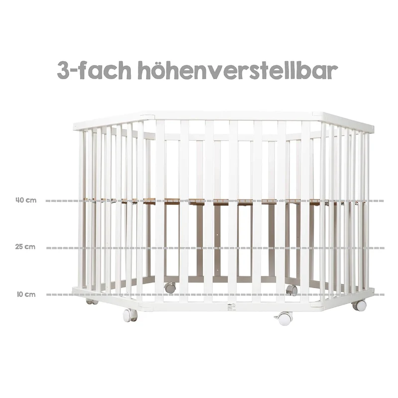roba Set inkl. Laufgitter 75 x 100 cm + Matratze - Laufstall Komplettset mit Einlage roba Style grau
