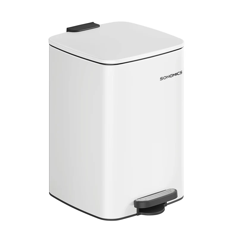 SONGMICS Mülleimer Küche, 20 Liter Abfalleimer, Tretmülleimer, Stahl, mit Inneneimer, Softclose, Off