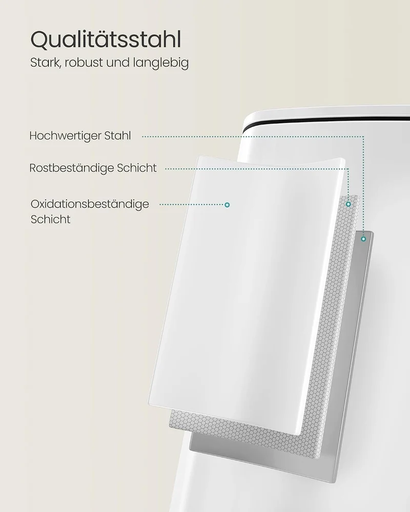 SONGMICS Mülleimer Küche, 20 Liter Abfalleimer, Tretmülleimer, Stahl, mit Inneneimer, Softclose, Off