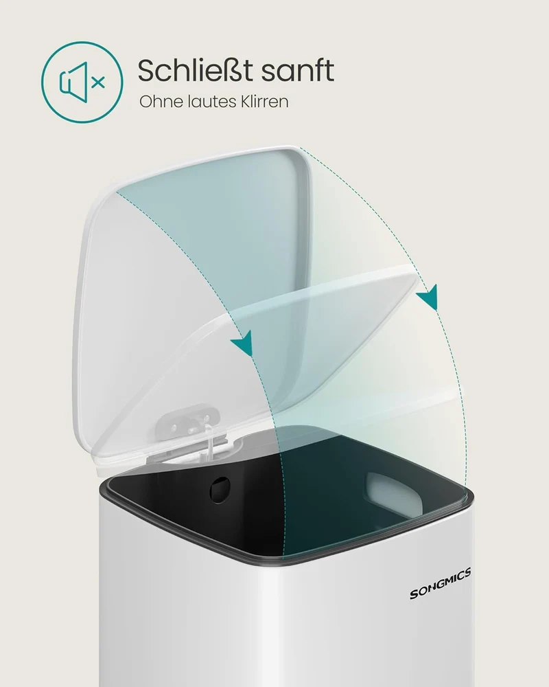 SONGMICS Mülleimer Küche, 20 Liter Abfalleimer, Tretmülleimer, Stahl, mit Inneneimer, Softclose, Off