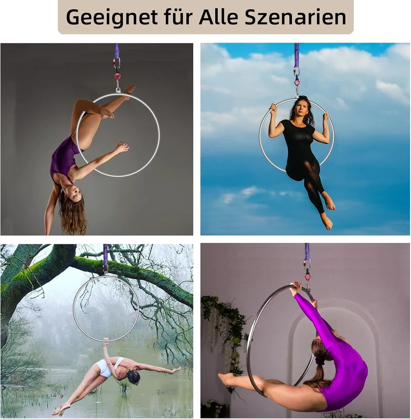 Lyra Hoop Aerial Hoop Set mit Aufhängung Hardware Single Edelstahl Hoop Circus Hoop Great for Dancin