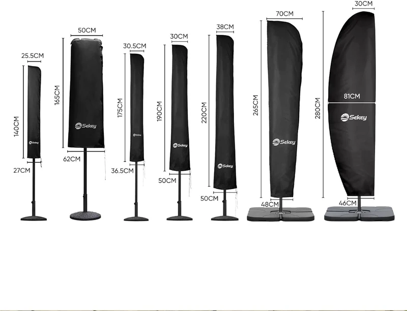 Sekey Doppelsonnenschirm Schutzhülle | Abdeckhauben für Sonnenschirm | 165×50/62 cm – Extrabreite Ab