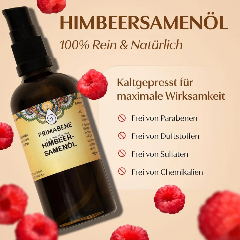 Himbeersamenöl 100% rein & kaltgepresst – Naturöl für Hautpflege, Haarpflege & Sonnenschutz– Reich a
