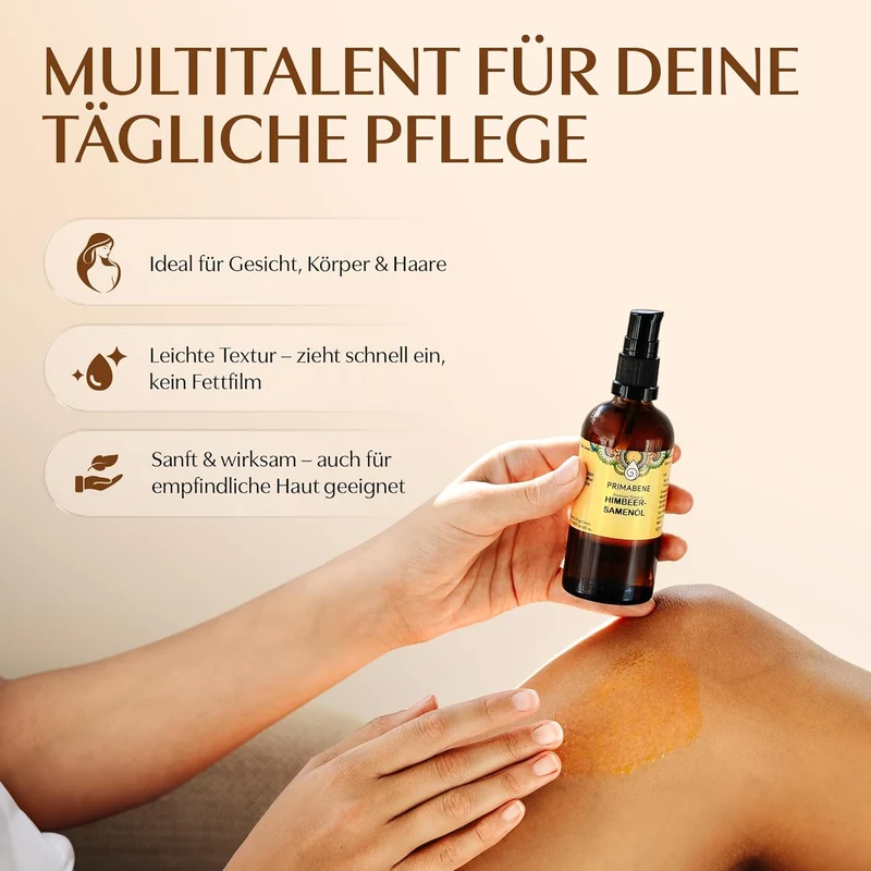 Himbeersamenöl 100% rein & kaltgepresst – Naturöl für Hautpflege, Haarpflege & Sonnenschutz– Reich a