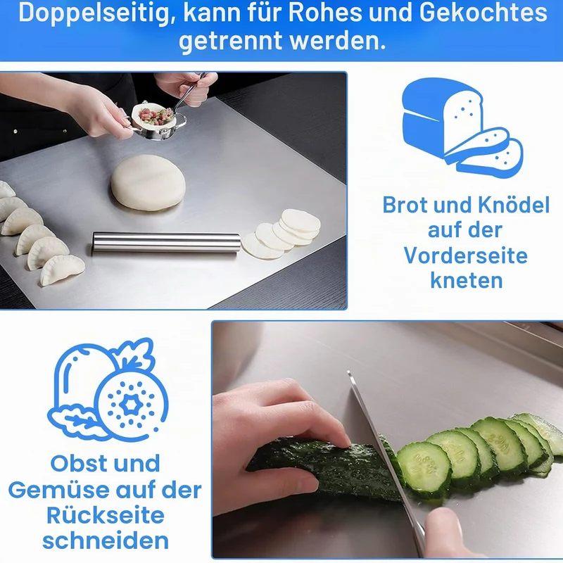Edelstahl-Schneidebrett 50 x 40cm,Küche Schneidbrettchen,Schweres Schneidebrett zum Kochen, Backen B