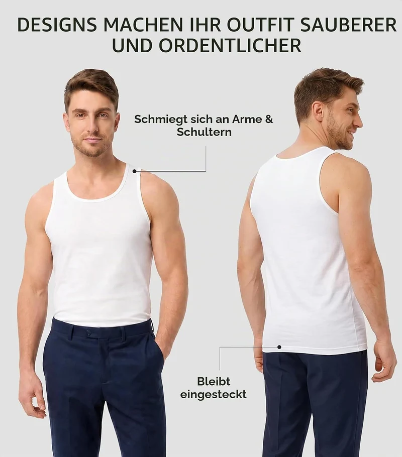 DAVID ARCHY Herren Unterhemden Tshirt Tanktop Business Lässig Bambusfaser Weich Seidig Kurzarm Ärmel