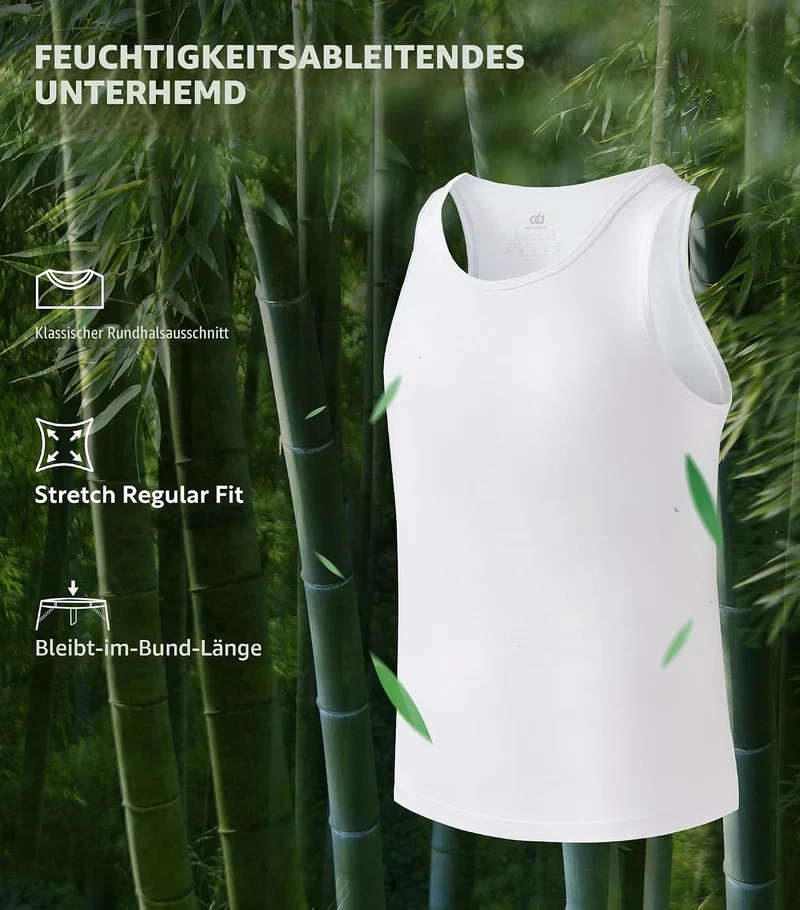 DAVID ARCHY Herren Unterhemden Tshirt Tanktop Business Lässig Bambusfaser Weich Seidig Kurzarm Ärmel